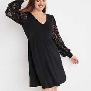 Maurices Lace Sleeve Babydoll Mini Dress